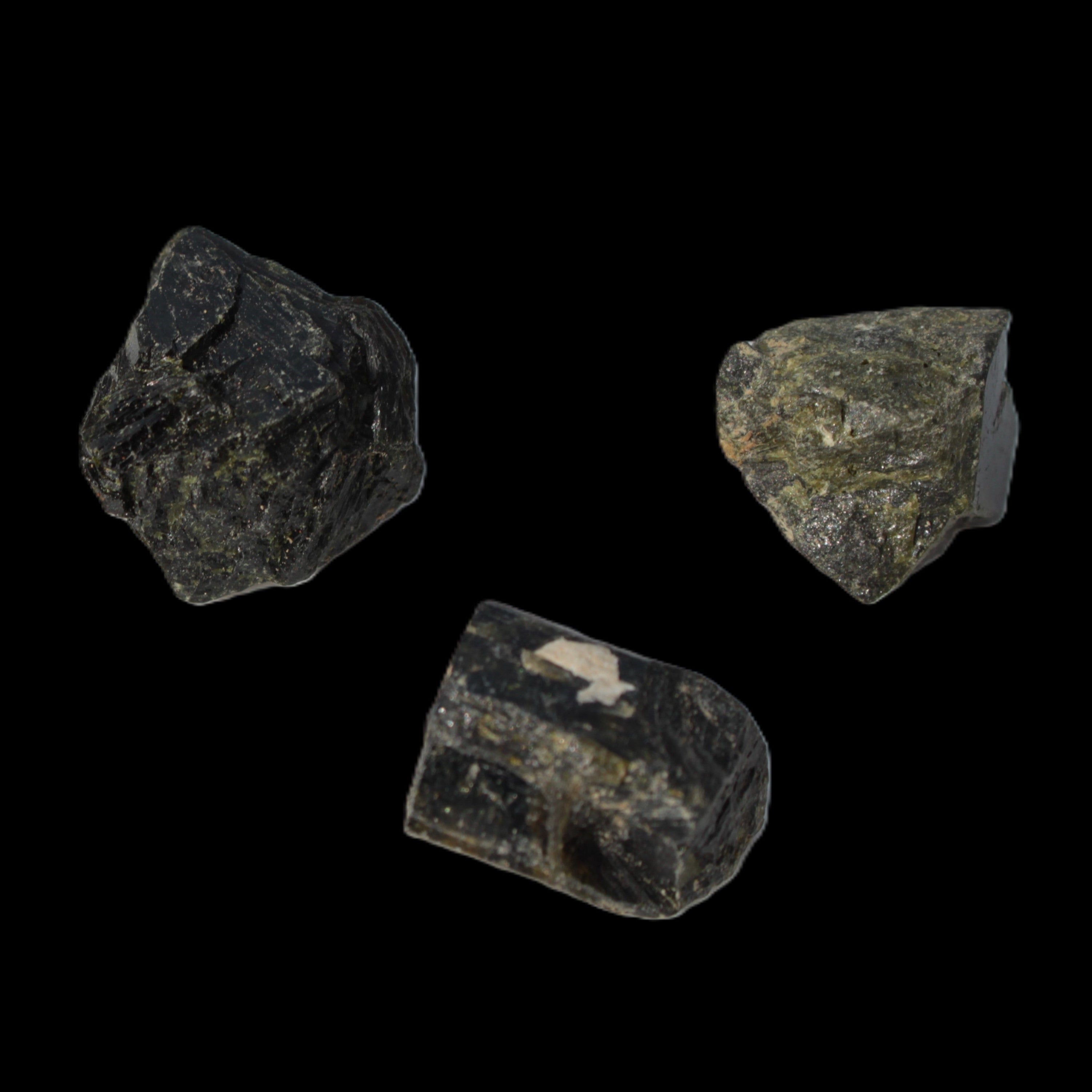 Epidote 3 crystals 58.8ct 11.7g in sunlight - Rocks and Things Store