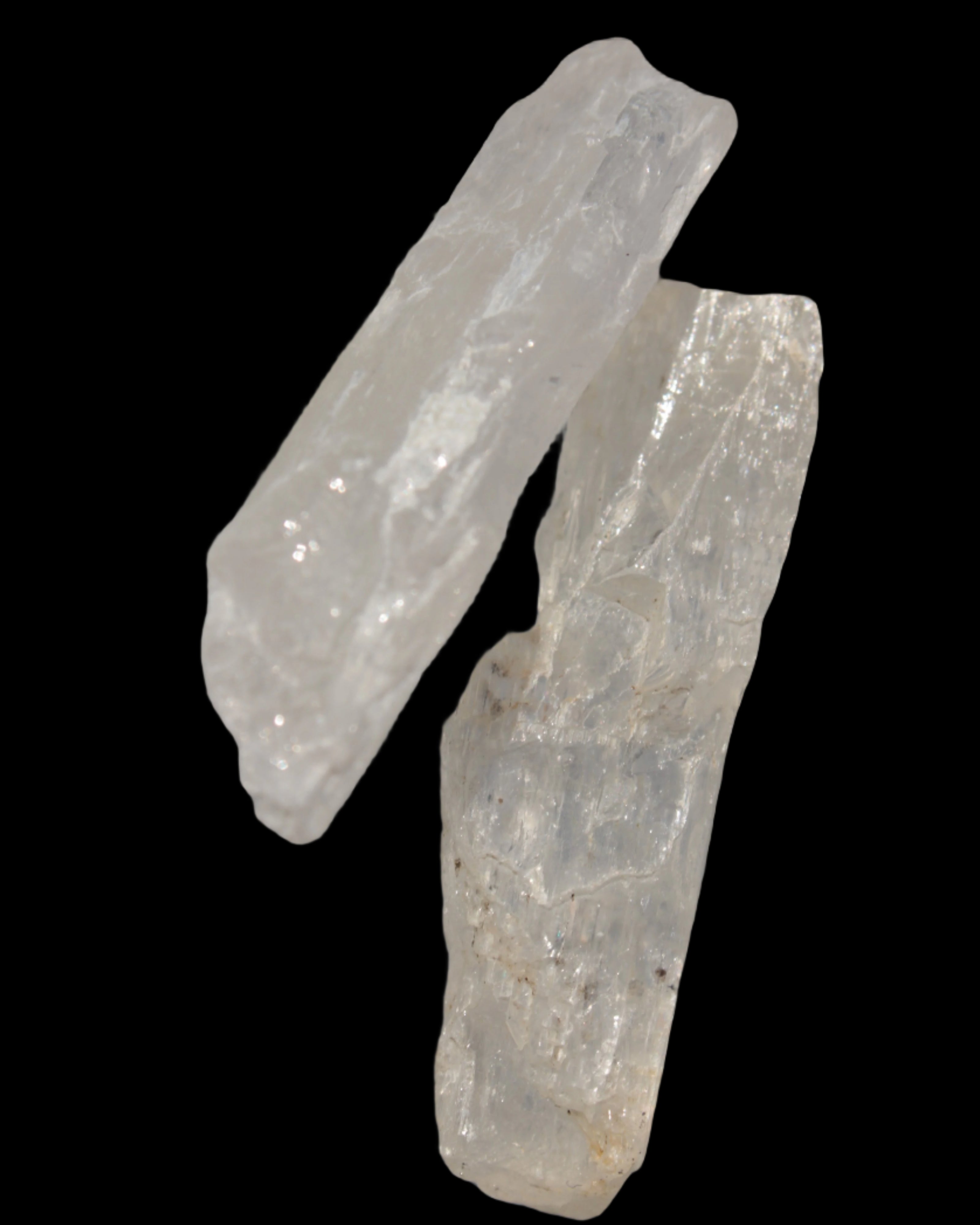 Clear Kunzite 2 crystals from Afghanistan 64.2ct 12.8g in sunshine - Rocks and Things Store