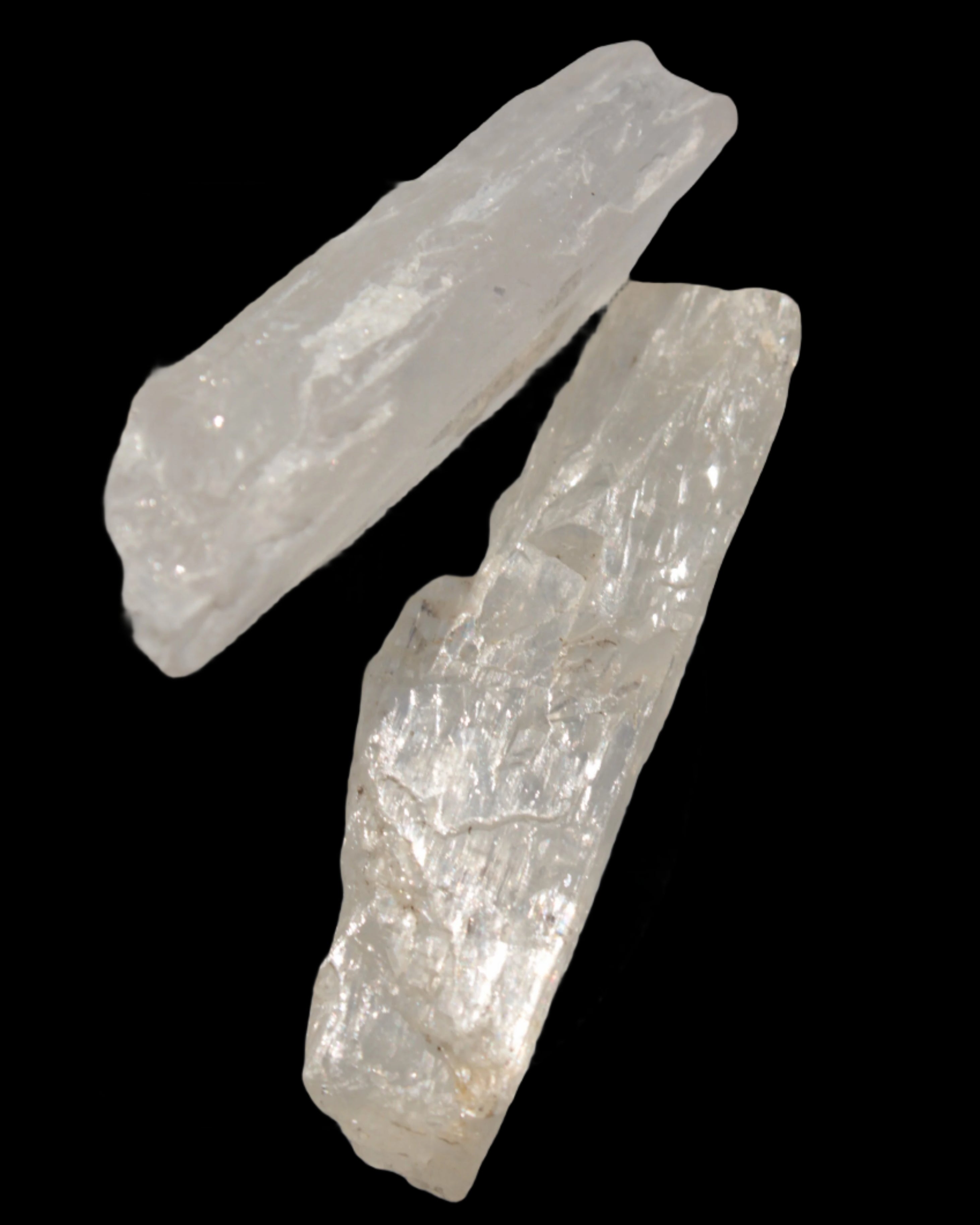 Clear Kunzite 2 crystals from Afghanistan 64.2ct 12.8g in sunshine - Rocks and Things Store