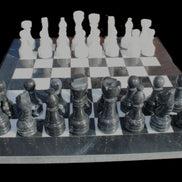 Marble Chess Set in case in sunlight - Rocks and Things Store