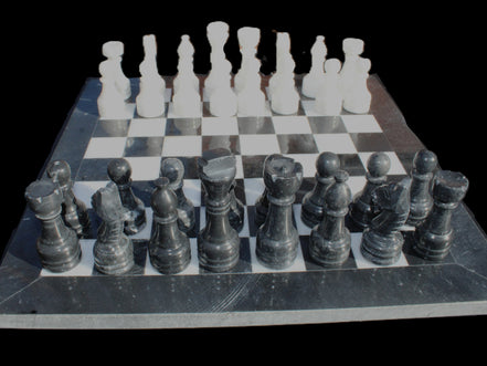 Marble Chess Set in case in sunlight - Rocks and Things Store