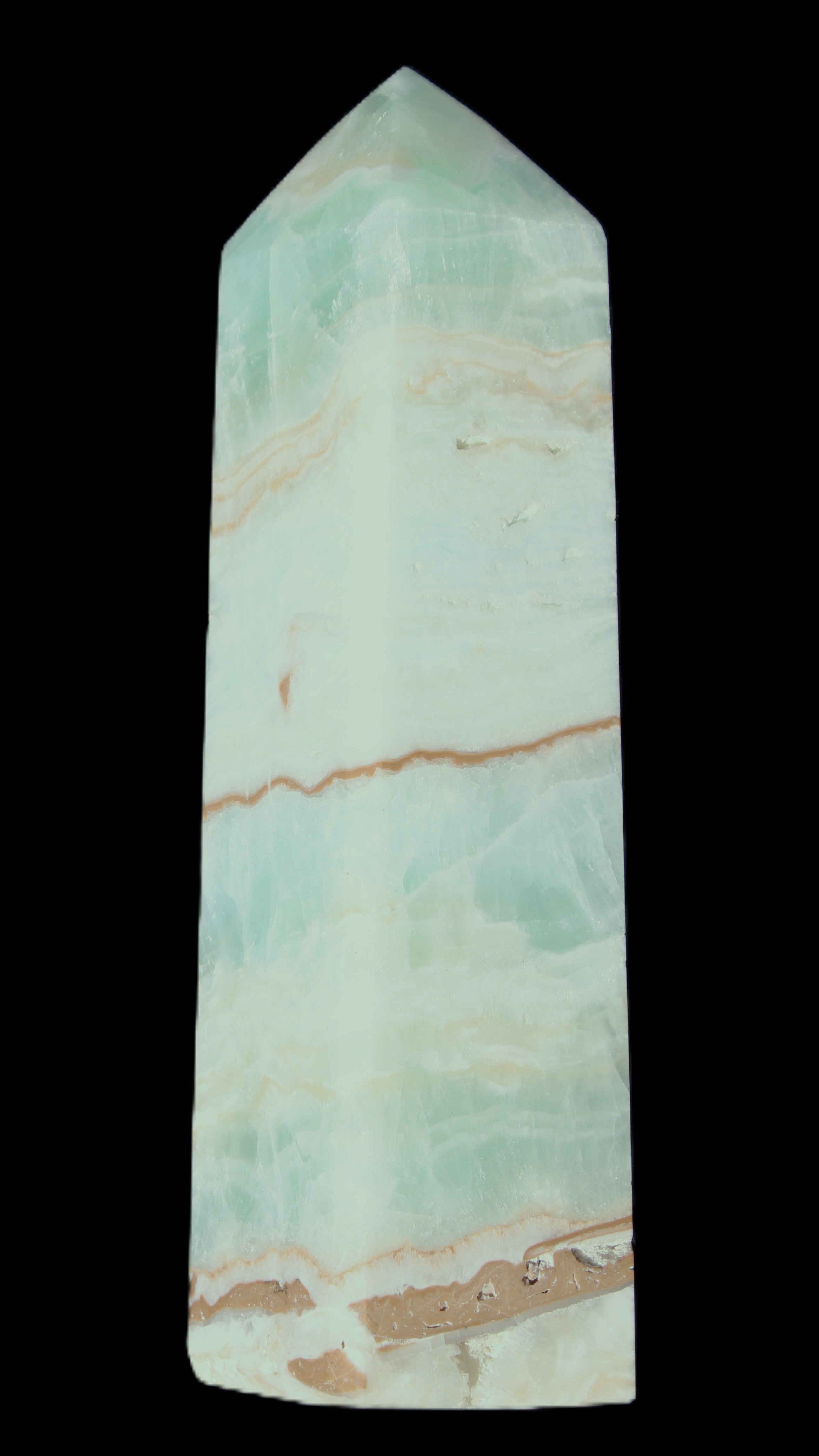Blue Aragonite obelisk 140*36*34mm 395g in sunlight - Rocks and Things Store